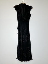 Load image into Gallery viewer, Silk Short Sleeve Wrap Midi Dress with Sparkly Embellishments
