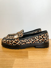 Load image into Gallery viewer, Leopard Print Calf Hair Loafers with Rhinestone Embellishment (NEW)
