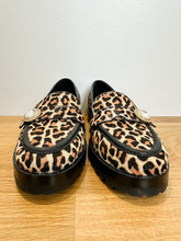 Load image into Gallery viewer, Leopard Print Calf Hair Loafers with Rhinestone Embellishment (NEW)
