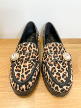 Load image into Gallery viewer, Leopard Print Calf Hair Loafers with Rhinestone Embellishment (NEW)
