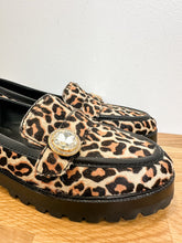 Load image into Gallery viewer, Leopard Print Calf Hair Loafers with Rhinestone Embellishment (NEW)
