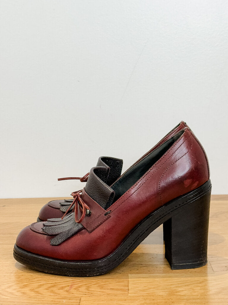 Block Heel Leather Loafers (orig. $189)