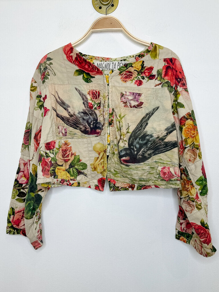Quilted Floral + Sparrow Cotton Snap Front Jacket