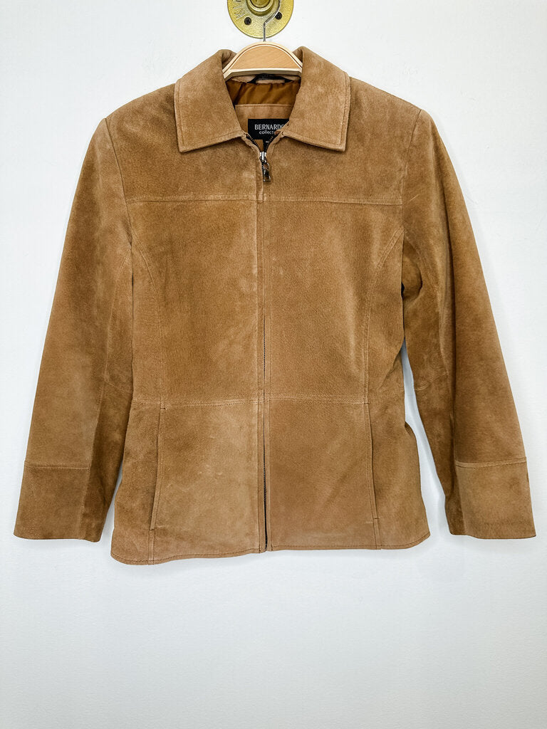 Suede Collared Zip Up Jacket