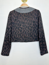 Load image into Gallery viewer, Animal Print Collarless Jacket with Silk + Wool + Gem Accents

