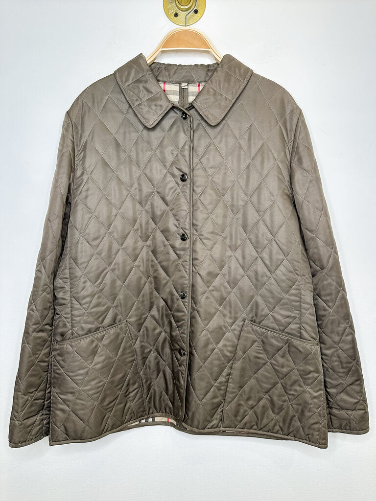 Quilted Collared Snap Front Coat