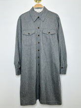 Load image into Gallery viewer, Wool-Cashmere Long Sleeve Button Up Shirt Dress with Metallic Threads

