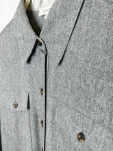 Load image into Gallery viewer, Wool-Cashmere Long Sleeve Button Up Shirt Dress with Metallic Threads
