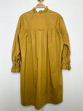 Load image into Gallery viewer, Half Button Long Sleeve Shirt Dress with Ruffled Trim
