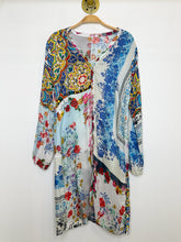 Load image into Gallery viewer, Multi-Floral Silk Long Sleeve Button Up V-Neck Shirt Dress
