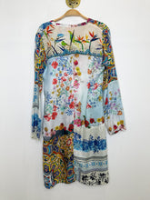 Load image into Gallery viewer, Multi-Floral Silk Long Sleeve Button Up V-Neck Shirt Dress
