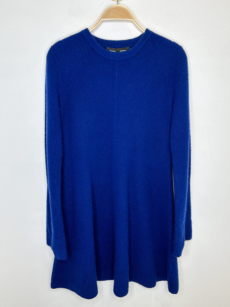 Wool-Cashmere Ribbed Sweater Knee-Length Dress