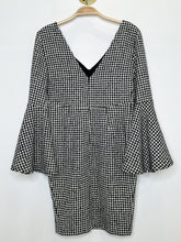 Load image into Gallery viewer, Houndstooth V-Neck Bell Sleeve Mini Dress
