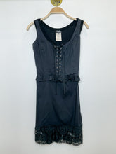 Load image into Gallery viewer, Sleeveless Mini Dress with Lace Trim + Corset Tie Front
