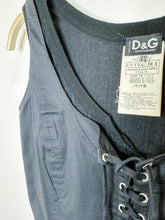 Load image into Gallery viewer, Sleeveless Mini Dress with Lace Trim + Corset Tie Front
