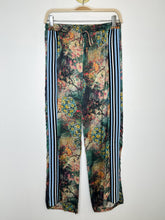 Load image into Gallery viewer, Floral Silk Wide Leg Drawstring Pants with Tuxedo Striping
