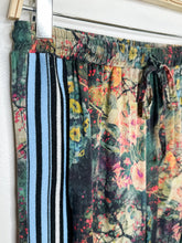 Load image into Gallery viewer, Floral Silk Wide Leg Drawstring Pants with Tuxedo Striping
