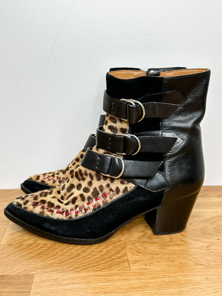 Rowan Leopard Print Calf Hair + Leather Ankle Boots