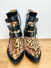 Load image into Gallery viewer, Rowan Leopard Print Calf Hair + Leather Ankle Boots
