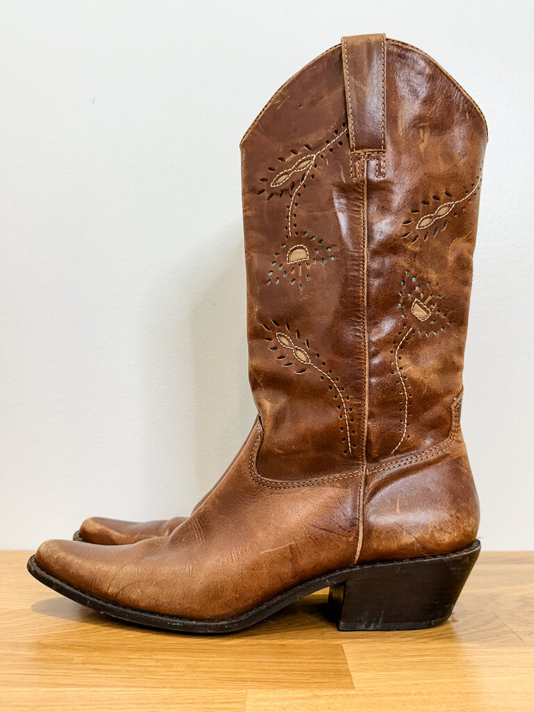 Embroidered Leather Western Boots
