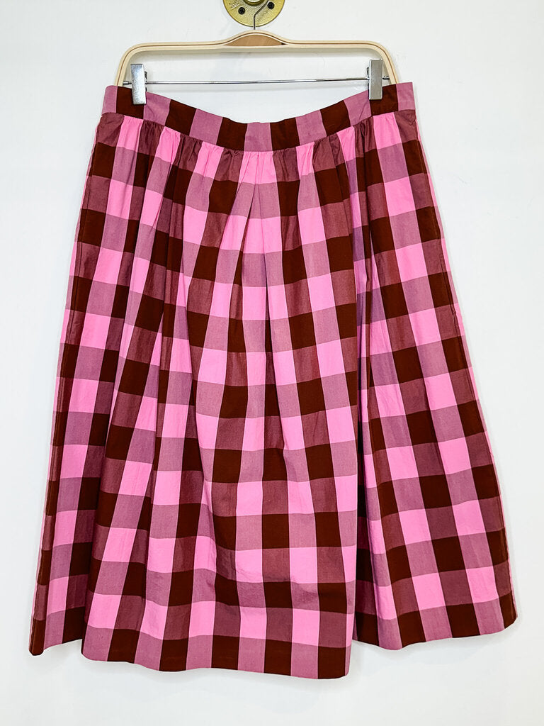 Cotton Plaid Pleated Midi Skirt (NWT)