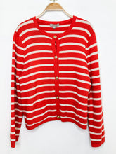 Load image into Gallery viewer, Cotton Striped Cardigan with Gold Buttons + Pockets
