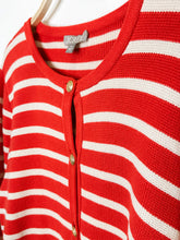 Load image into Gallery viewer, Cotton Striped Cardigan with Gold Buttons + Pockets
