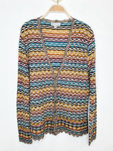 Load image into Gallery viewer, Geometric-Patterned Cardigan with Metallic Threads
