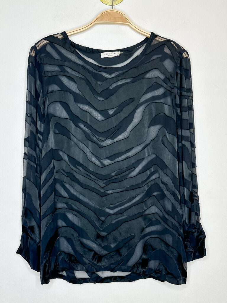 Silky Zebra Burnout Long Sleeve Top