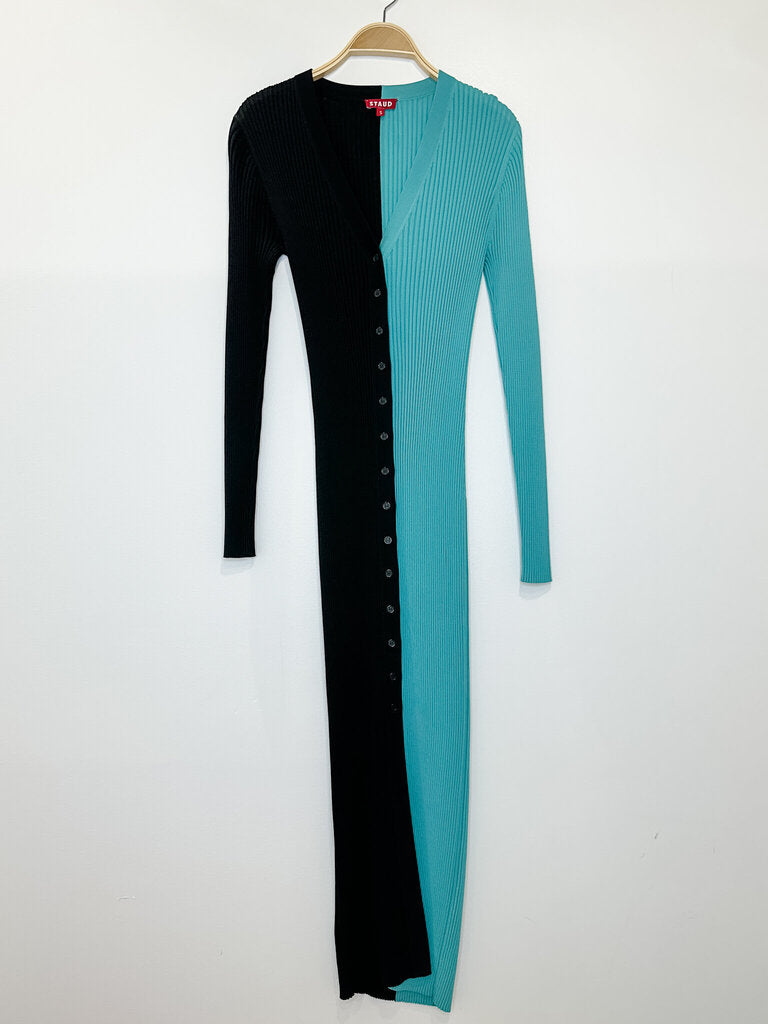 Two-Tone Long Sleeve Sweater Dress