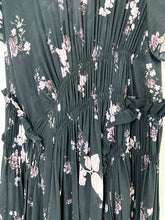 Load image into Gallery viewer, Floral Short Sleeve Midi Dress with Asymmetrical Waist Band
