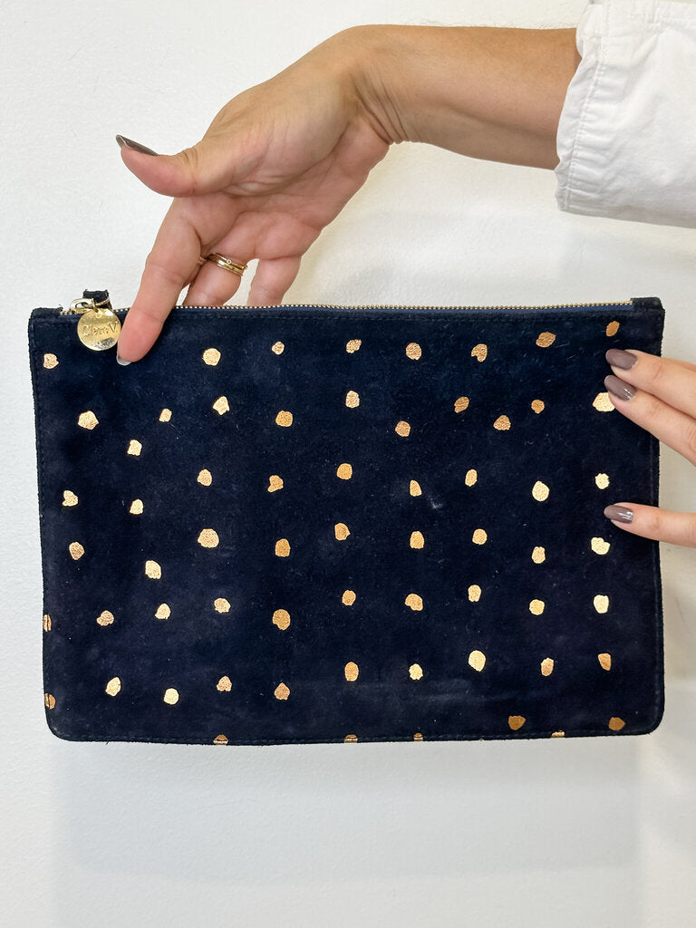 Suede Flat Clutch with Metallic Spots (orig. $275)
