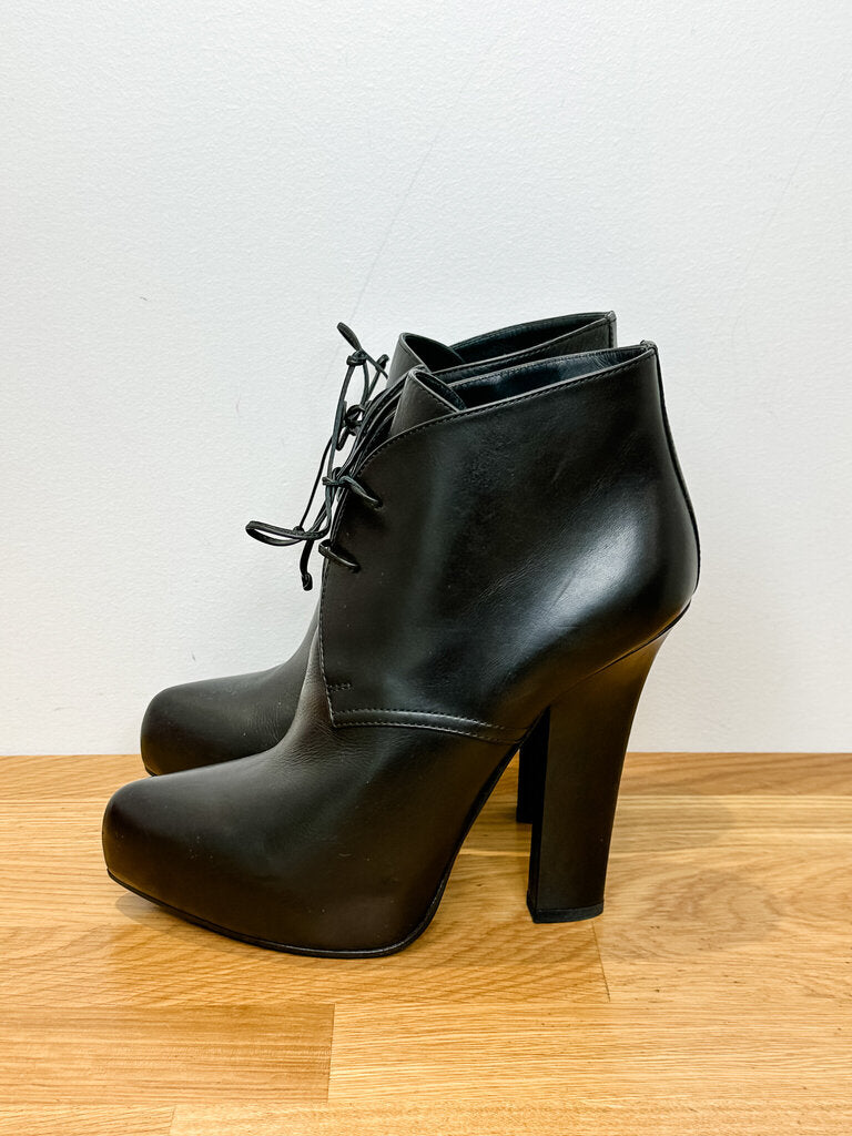 Leather Lace Up High Heel Shoes