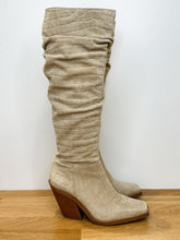 Load image into Gallery viewer, Croc Embossed Suede Tall Slouchy Western Boots
