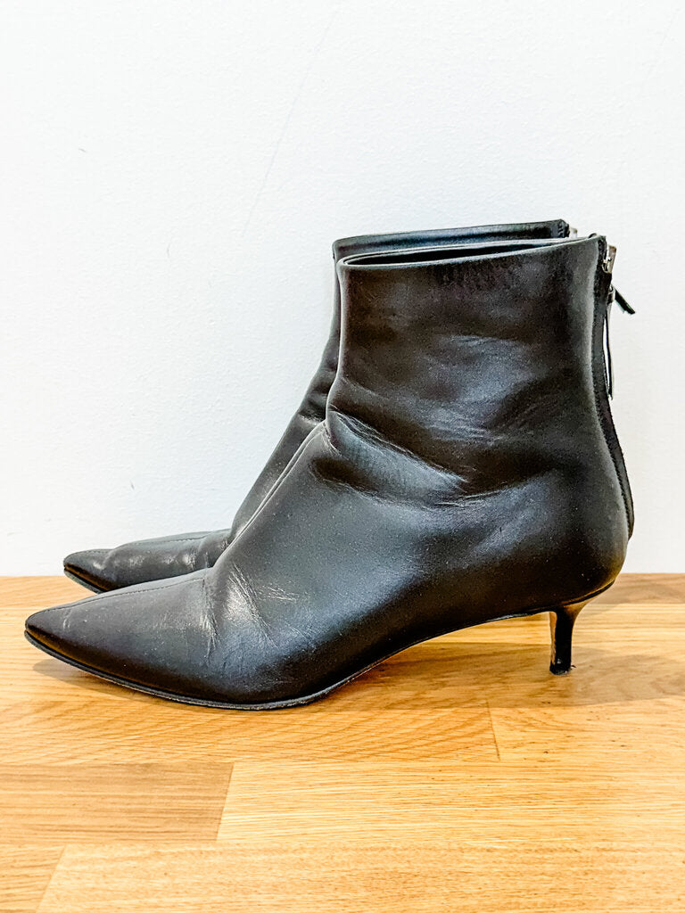Leather Kitten Heel Ankle Boots (orig. $695)