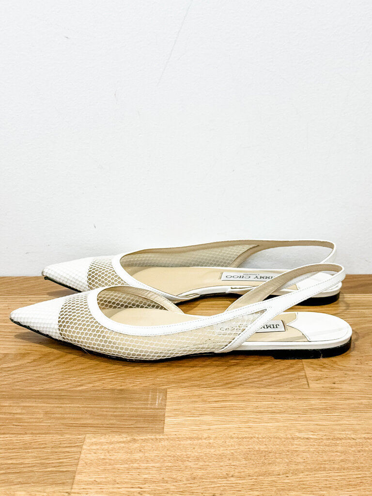 Patent Leather + Mesh Flat Sling Backs