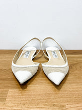 Load image into Gallery viewer, Patent Leather + Mesh Flat Sling Backs
