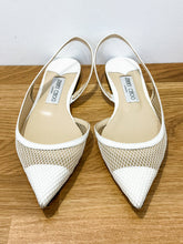 Load image into Gallery viewer, Patent Leather + Mesh Flat Sling Backs
