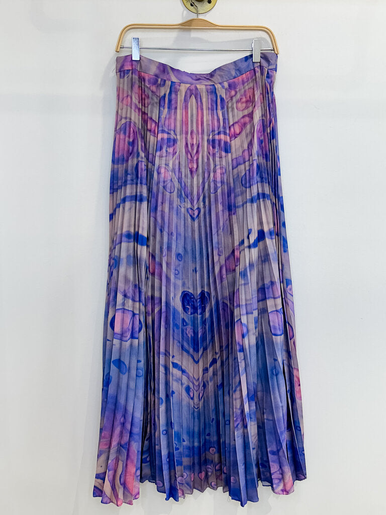 Trippy Dye Knife Pleat Maxi Skirt