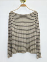 Load image into Gallery viewer, Pleated + Striped Cashmere Boatneck Sweater

