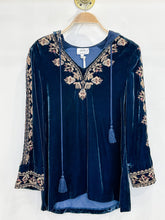 Load image into Gallery viewer, Embroidered Velvet Hooded Blouse (NWT, orig. $410)

