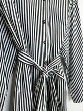 Load image into Gallery viewer, Striped Long Sleeve Button Up Shirt Dress with Tie Belt (orig. ~$345)
