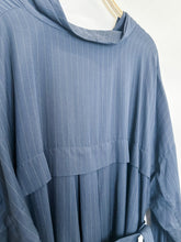 Load image into Gallery viewer, Pinstriped Funnel Neck Long Sleeve Midi Dress with Tie Belt
