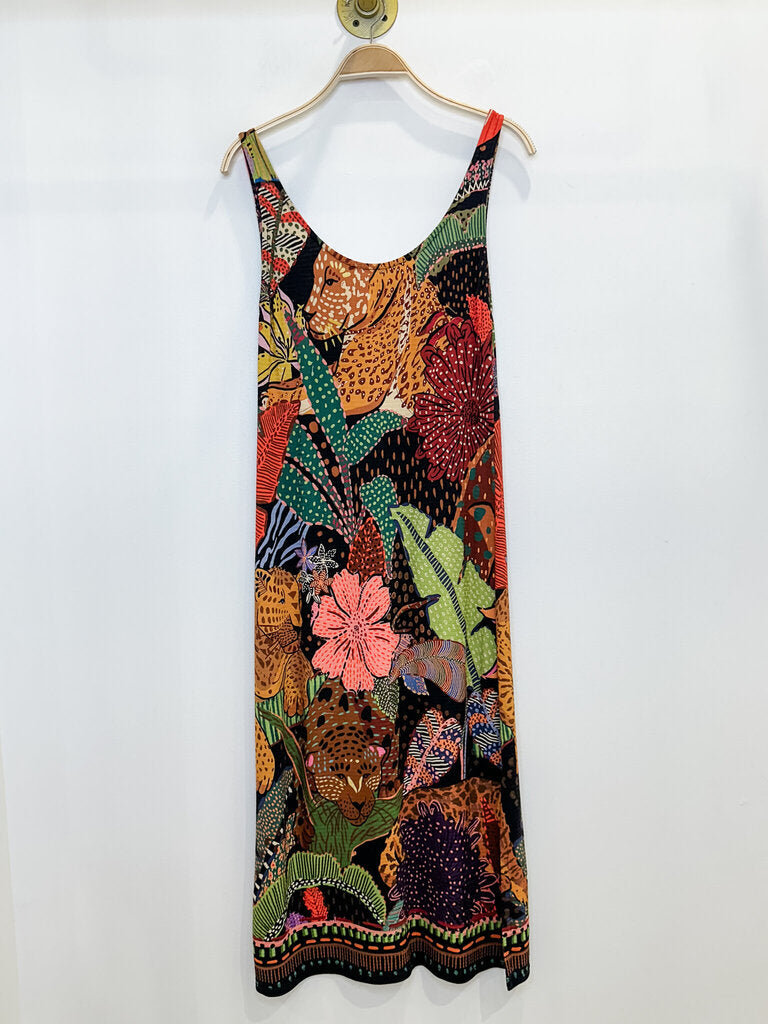 Tropical Print Tank Midi Dress