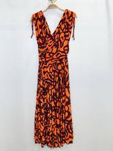 Load image into Gallery viewer, Abstract Print Sleeveless Surplice Midi Dress with Knife Pleat Skirt (orig. ~$400)
