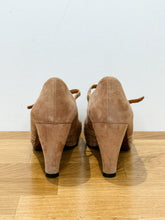 Load image into Gallery viewer, Suede + Rhinestone T-Strap Pumps
