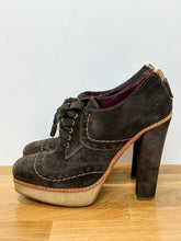 Load image into Gallery viewer, Suede Platform Lace Up Heels (AS IS: missing right zipper pull)
