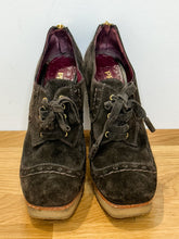 Load image into Gallery viewer, Suede Platform Lace Up Heels (AS IS: missing right zipper pull)
