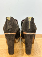 Load image into Gallery viewer, Suede Platform Lace Up Heels (AS IS: missing right zipper pull)
