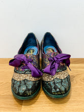 Load image into Gallery viewer, Metallic Fabric + Glitter Brogues with Ombre Lucite Heels (orig. $159)
